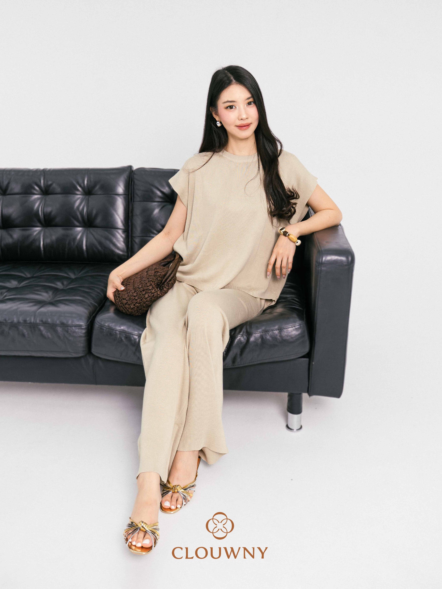 Goldie Round Knit Set - Khaki